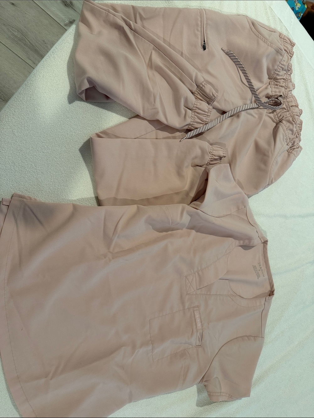 Jaanuu Blush Pink Drawstring Jogger Scrub Set